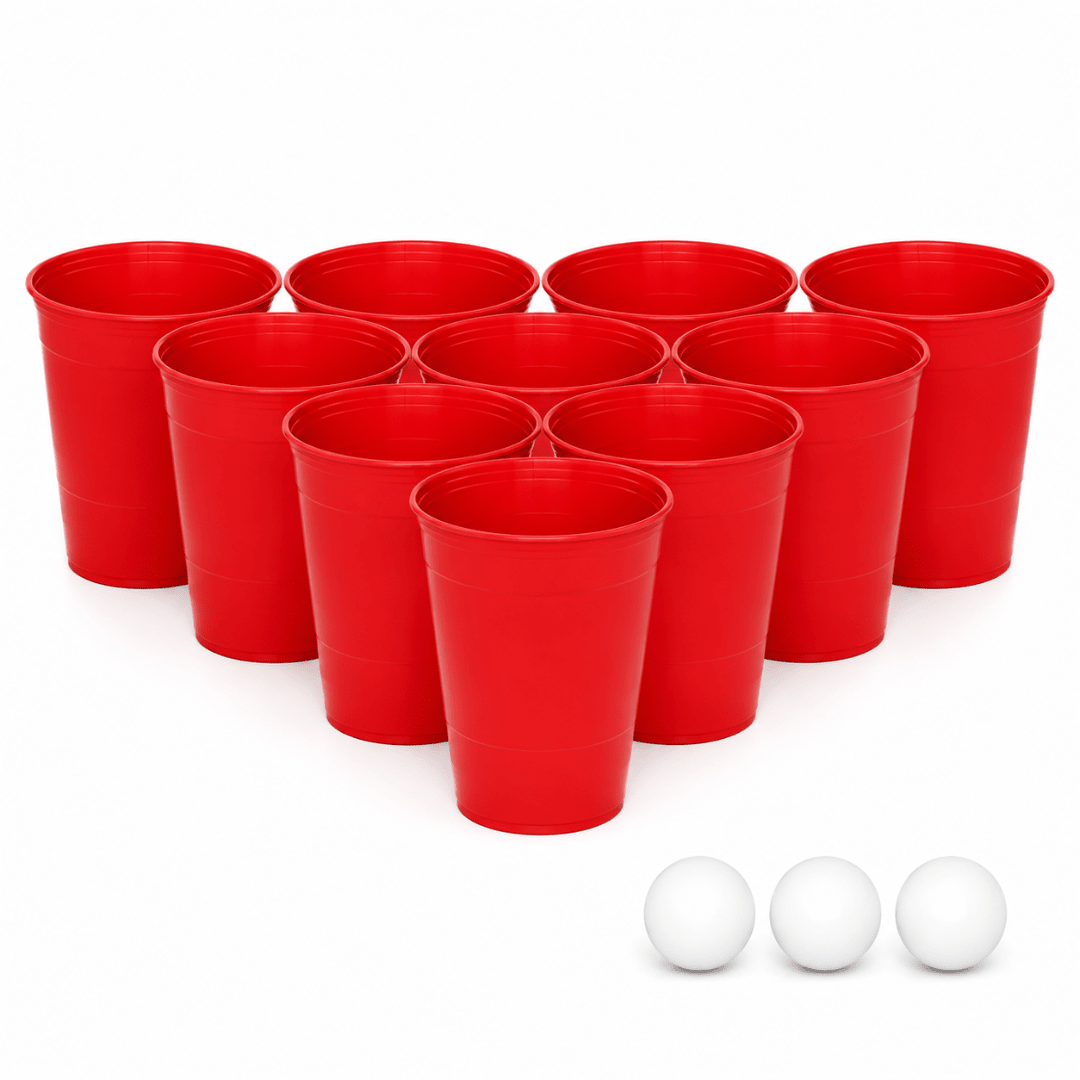Beer Pong Becher Set 22er – Mehrweg 450 ml mit 3 Bällen - FestivalStuff