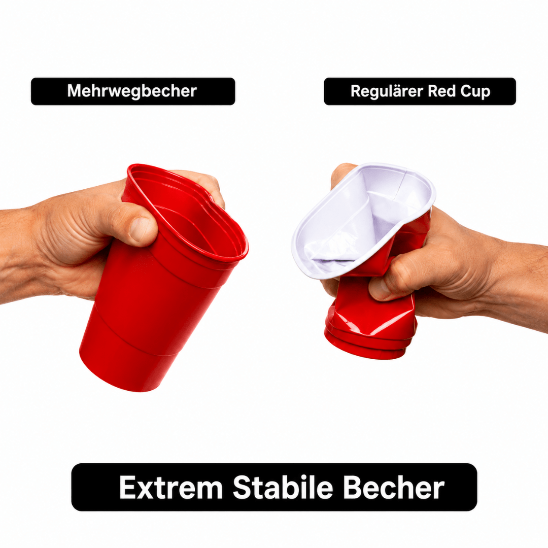 Beer Pong Becher Set 22er – Mehrweg 450 ml mit 3 Bällen - FestivalStuff