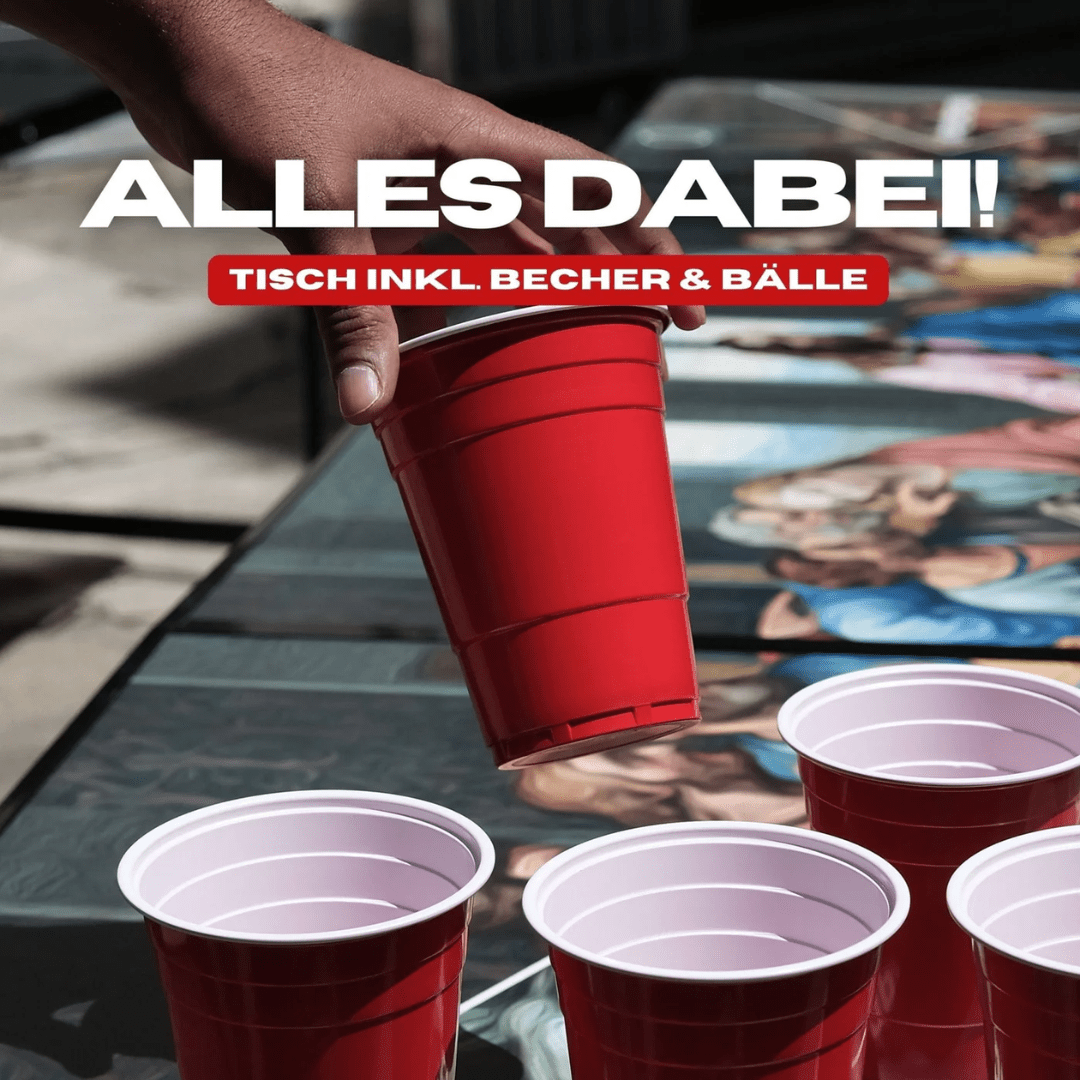 Beer Pong Tisch Set "Abendmahl" inkl. 50 Becher & 8 Bälle - FestivalStuff