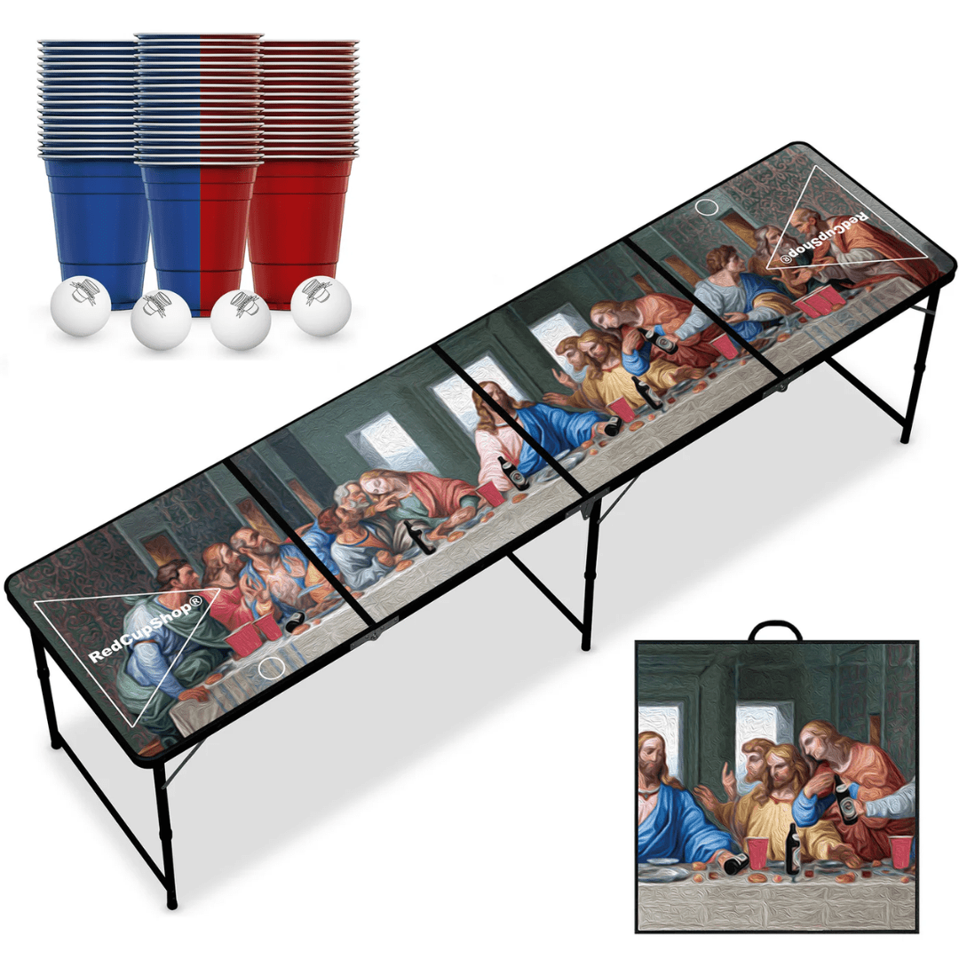 Beer Pong Tisch Set "Abendmahl" inkl. 50 Becher & 8 Bälle - FestivalStuff