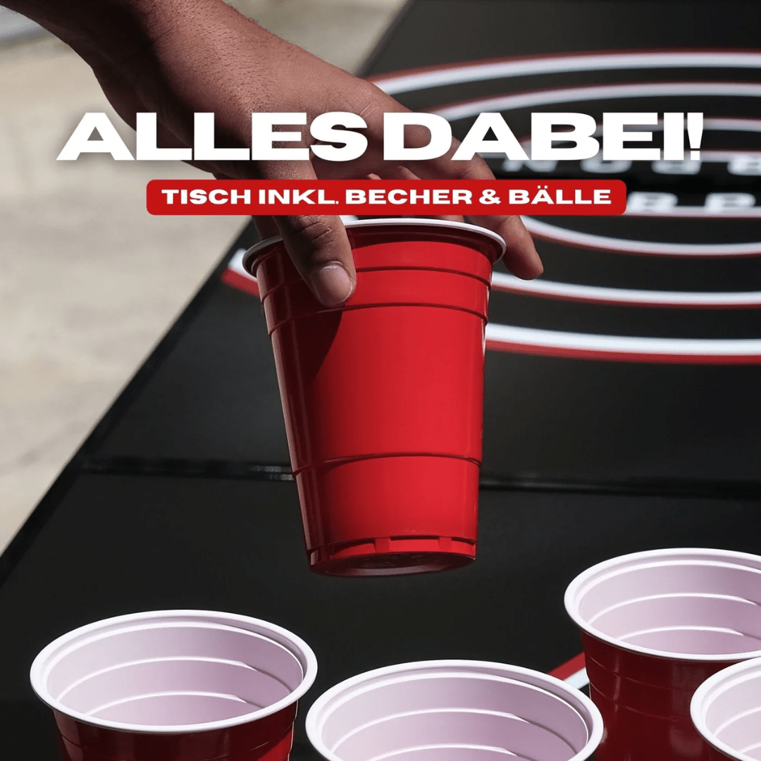 Beer Pong Tisch Set "RedCupShop" inkl. 50 Becher & 8 Bälle - FestivalStuff