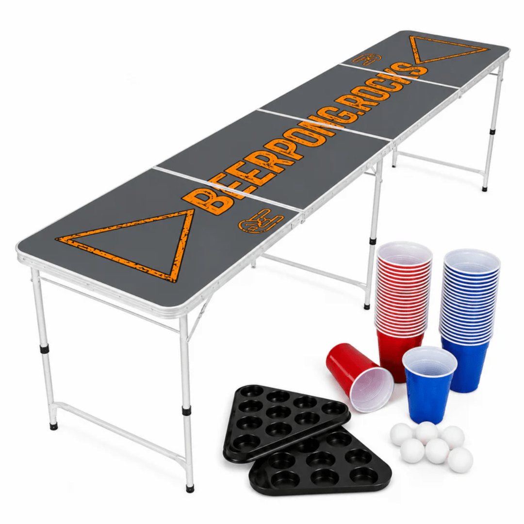 Beer Pong Tisch Set Rocks – inkl. 60 Becher, 6 Bälle & 2 Racks - FestivalStuff