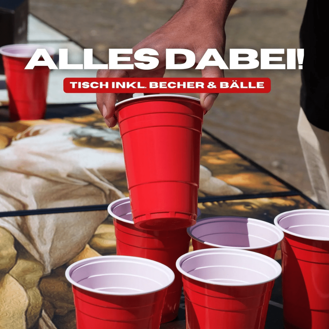 Beer Pong Tisch Set "Schaffung des Bieres" inkl. 50 Becher & 8 Bälle - FestivalStuff