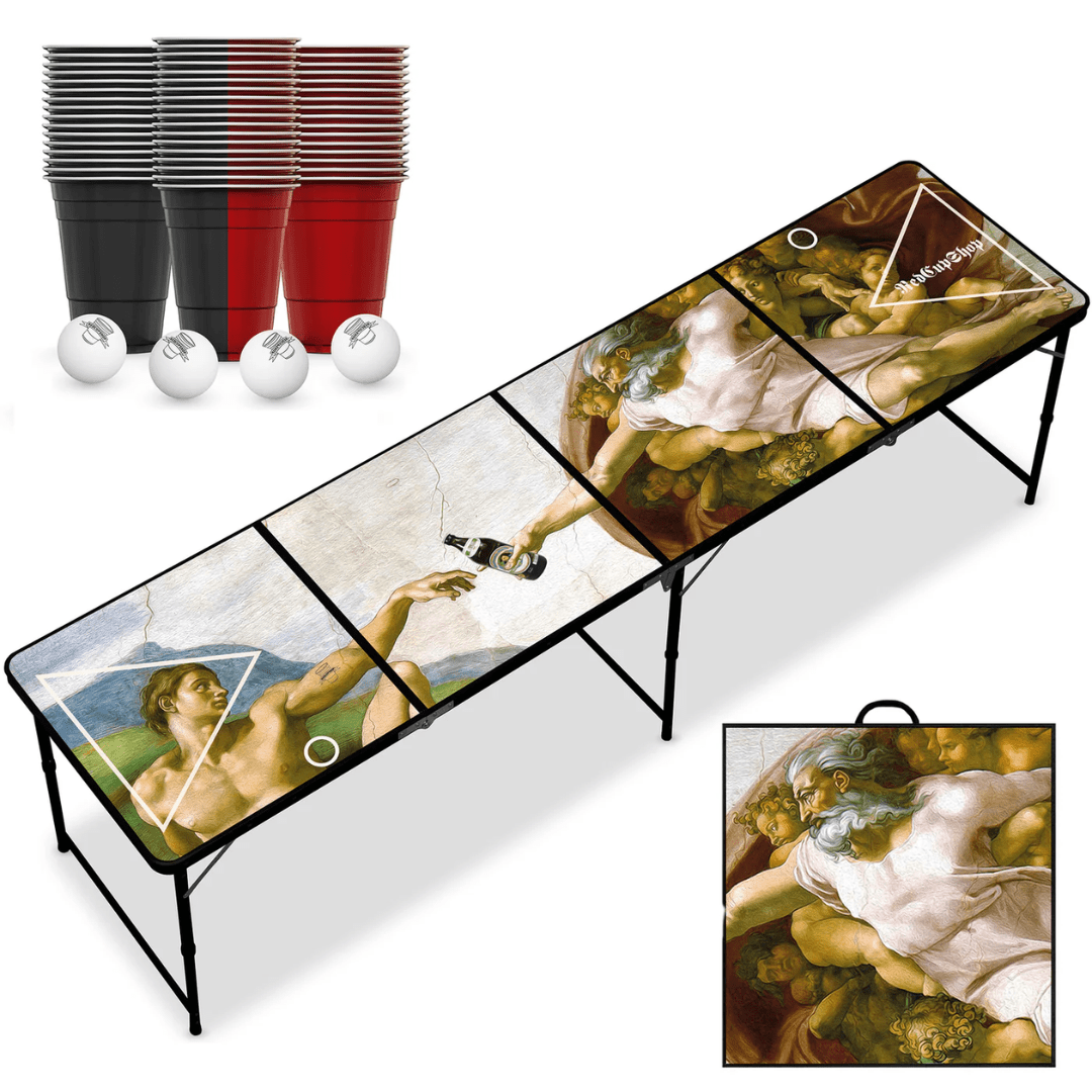 Beer Pong Tisch Set "Schaffung des Bieres" inkl. 50 Becher & 8 Bälle - FestivalStuff