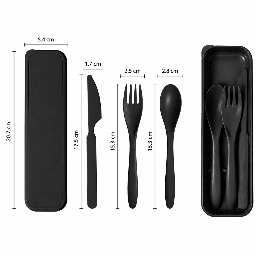 Besteckset Schwarz mit Etui 3-teilig - FestivalStuff