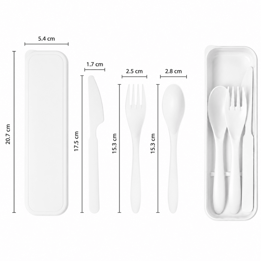 Besteckset Weiß mit Etui 3-teilig - FestivalStuff