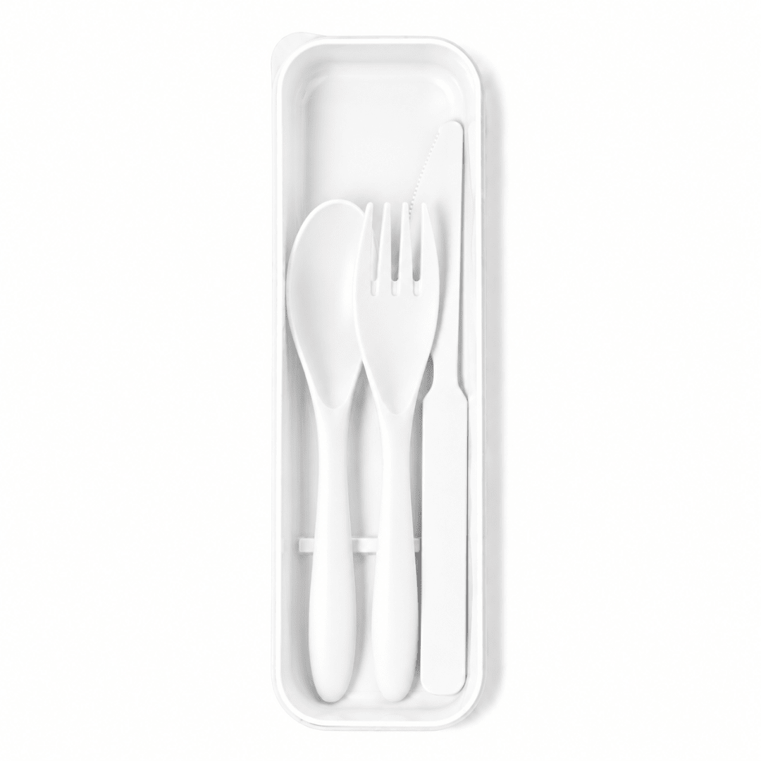 Besteckset Weiß mit Etui 3-teilig - FestivalStuff