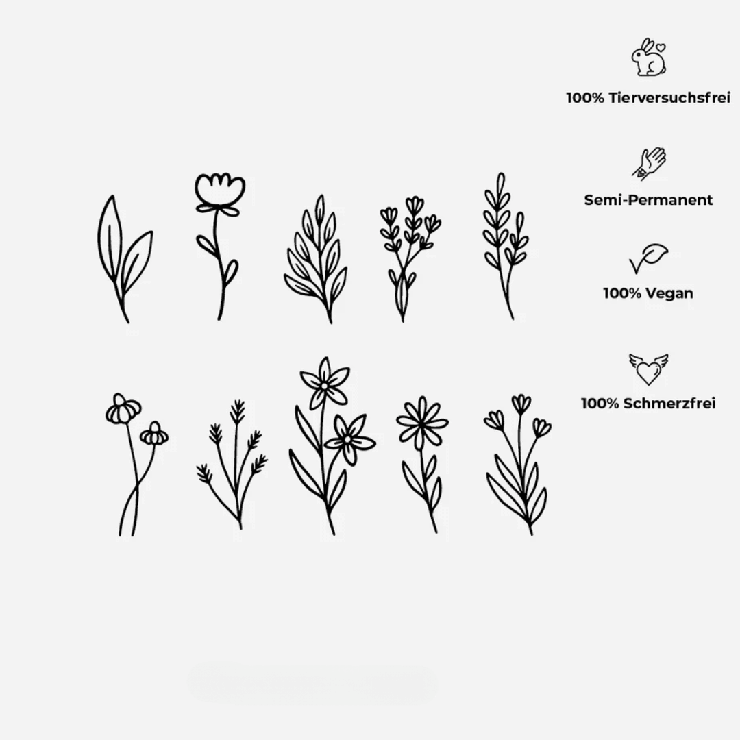 Blumen Finger Tattoo Set Waterless - FestivalStuff