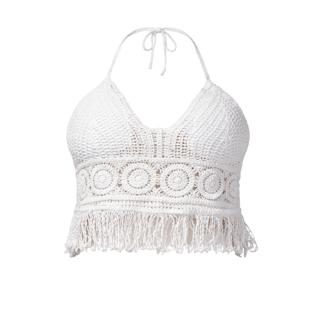 Boho Häkel Top Weiß - FestivalStuff