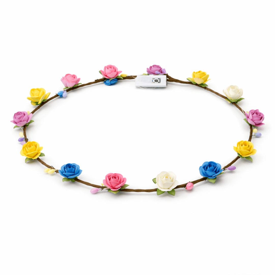Bunter LED Blumen Haarkranz - FestivalStuff