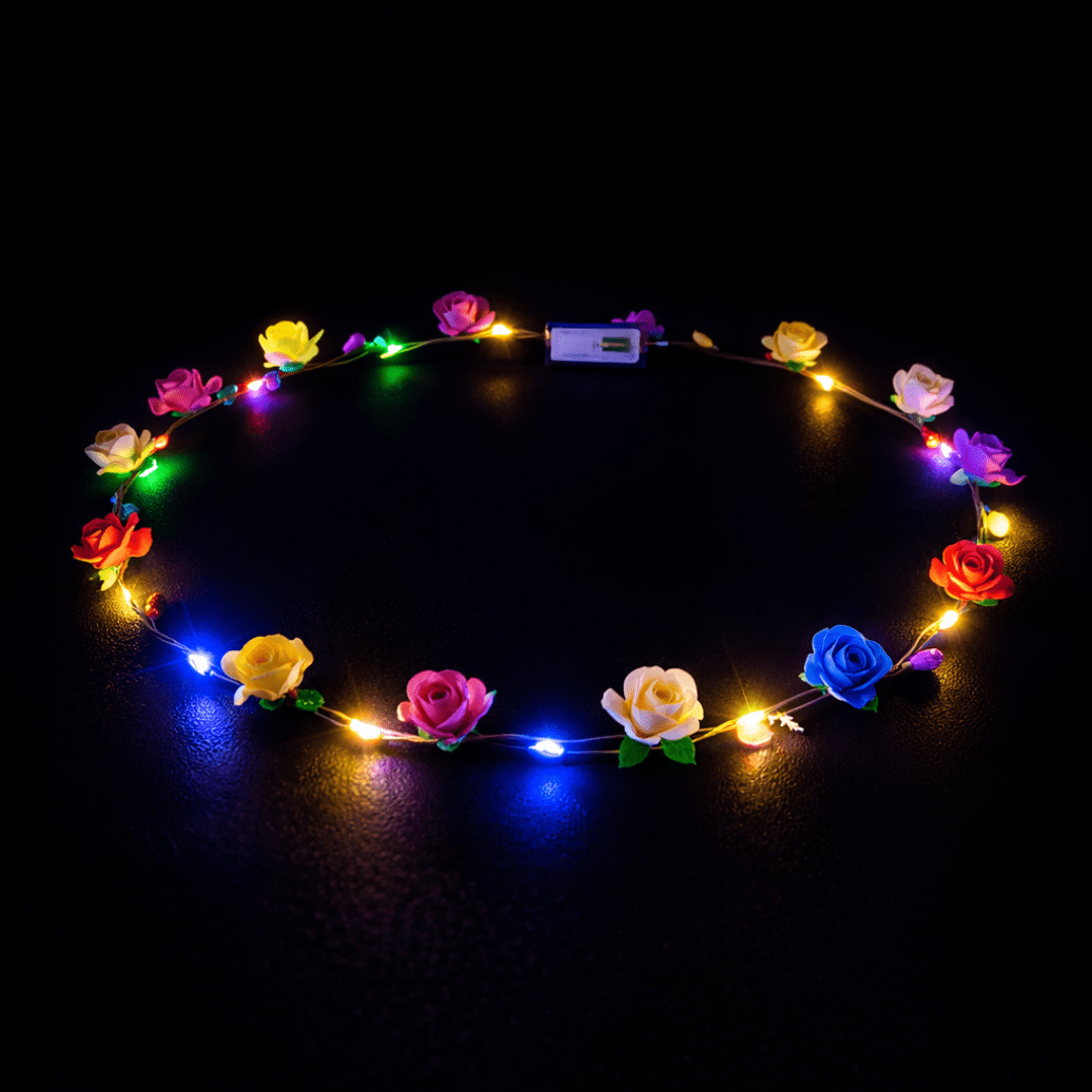 Bunter LED Blumen Haarkranz - FestivalStuff