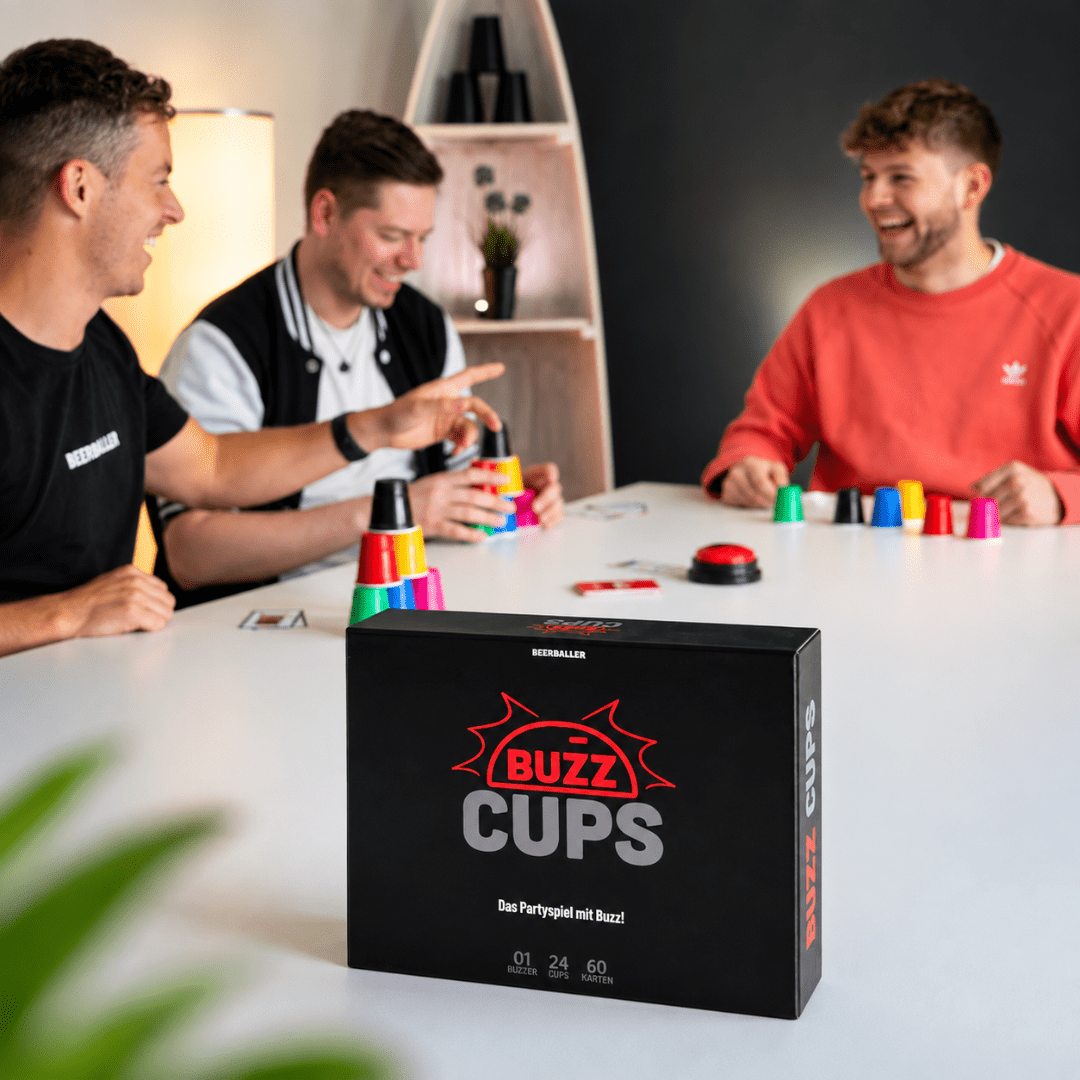 Buzz Cups Trinkspiel mit Buzzer und 24 Shot Cups - FestivalStuff