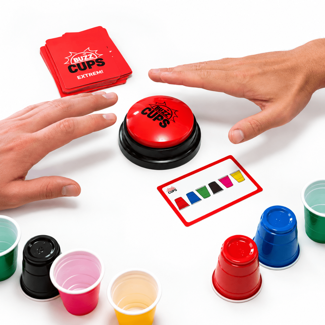 Buzz Cups Trinkspiel mit Buzzer und 24 Shot Cups - FestivalStuff