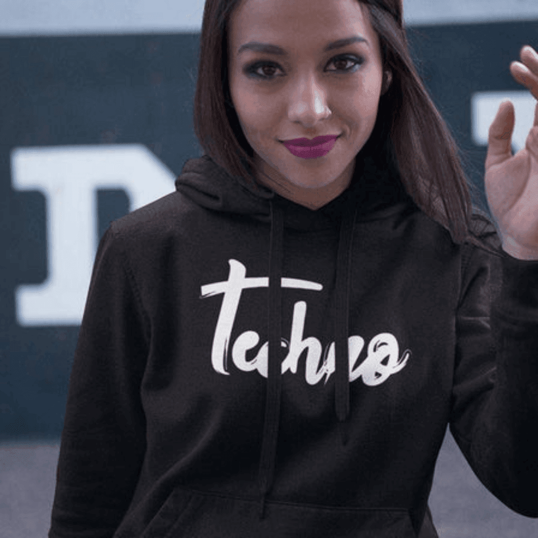 Calligraphic Techno Premium Hoodie (schwarz) - FestivalStuff