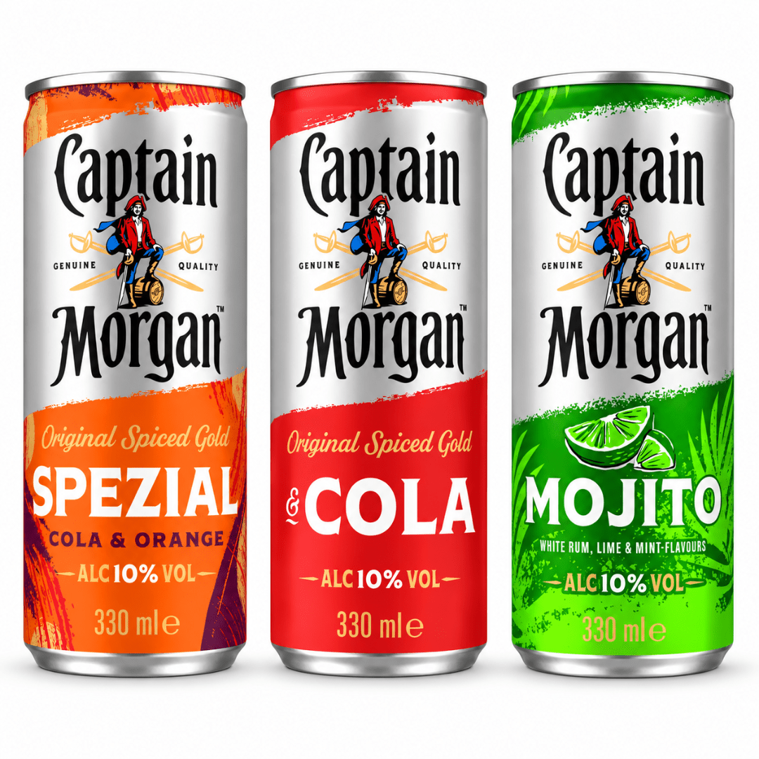Captain Morgan Mix Pack – 12 Dosen (Cola, Mojito, Spezial) - FestivalStuff