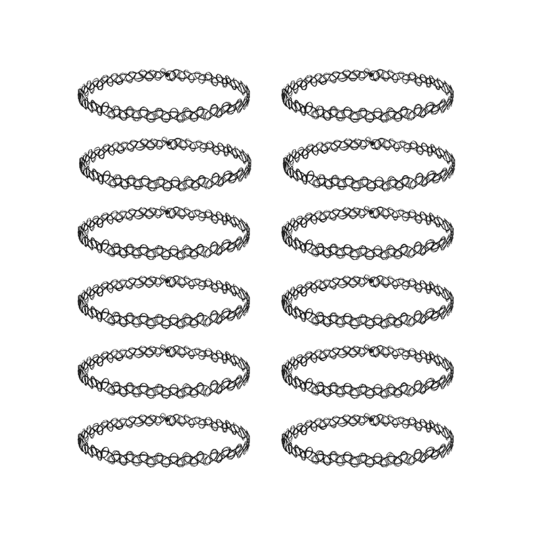 Choker Halsband Schwarz 12 teilig - FestivalStuff