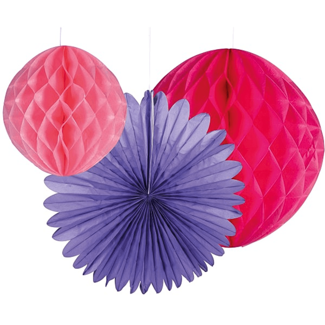 Dekofächer Lila/Rosa/pInk, 20 - 50cm - 3er Set - FestivalStuff