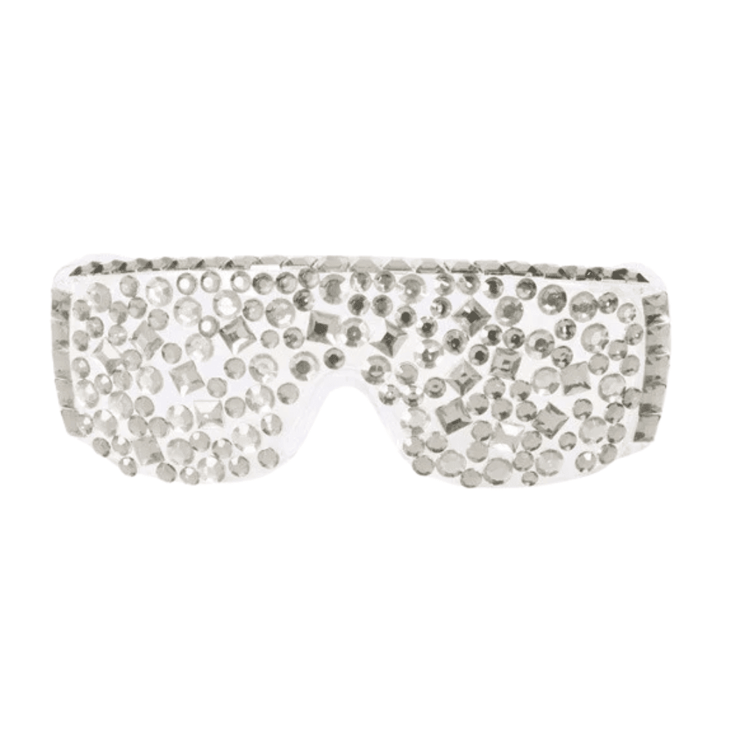 Disco Brille Diamanten weiss - silber - FestivalStuff