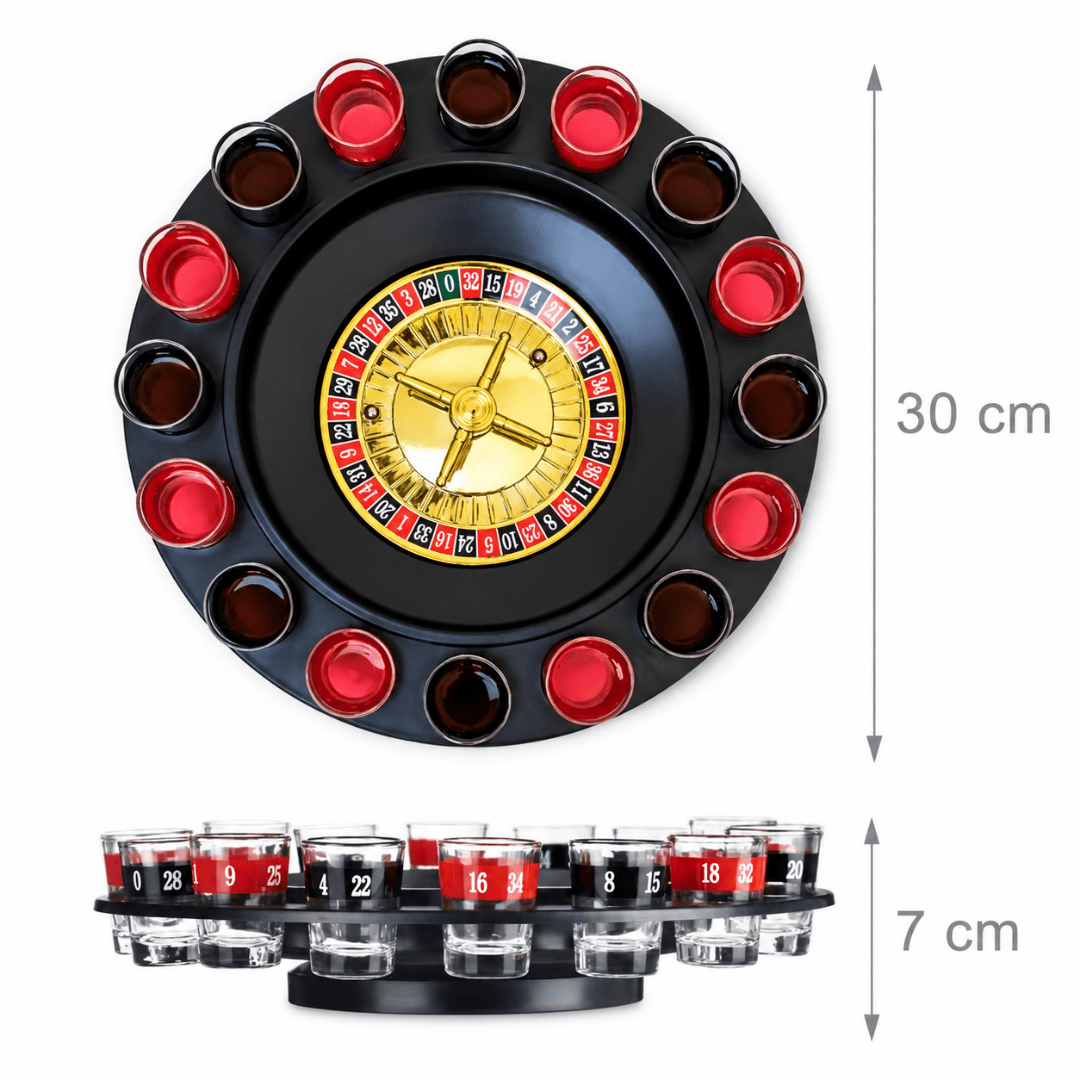 Drinking Roulette Trinkspiel mit 16 Shotgläsern - FestivalStuff