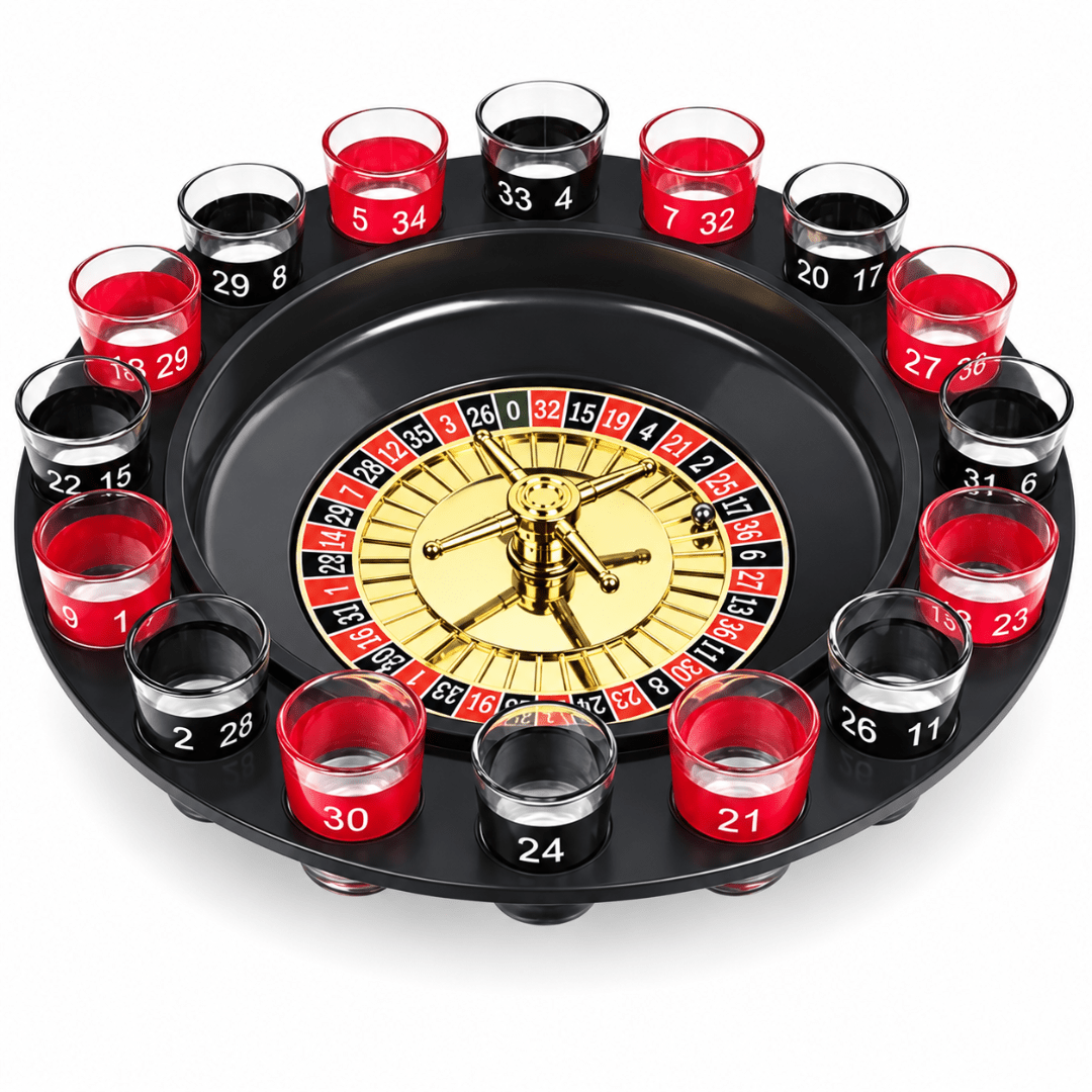 Drinking Roulette Trinkspiel mit 16 Shotgläsern - FestivalStuff