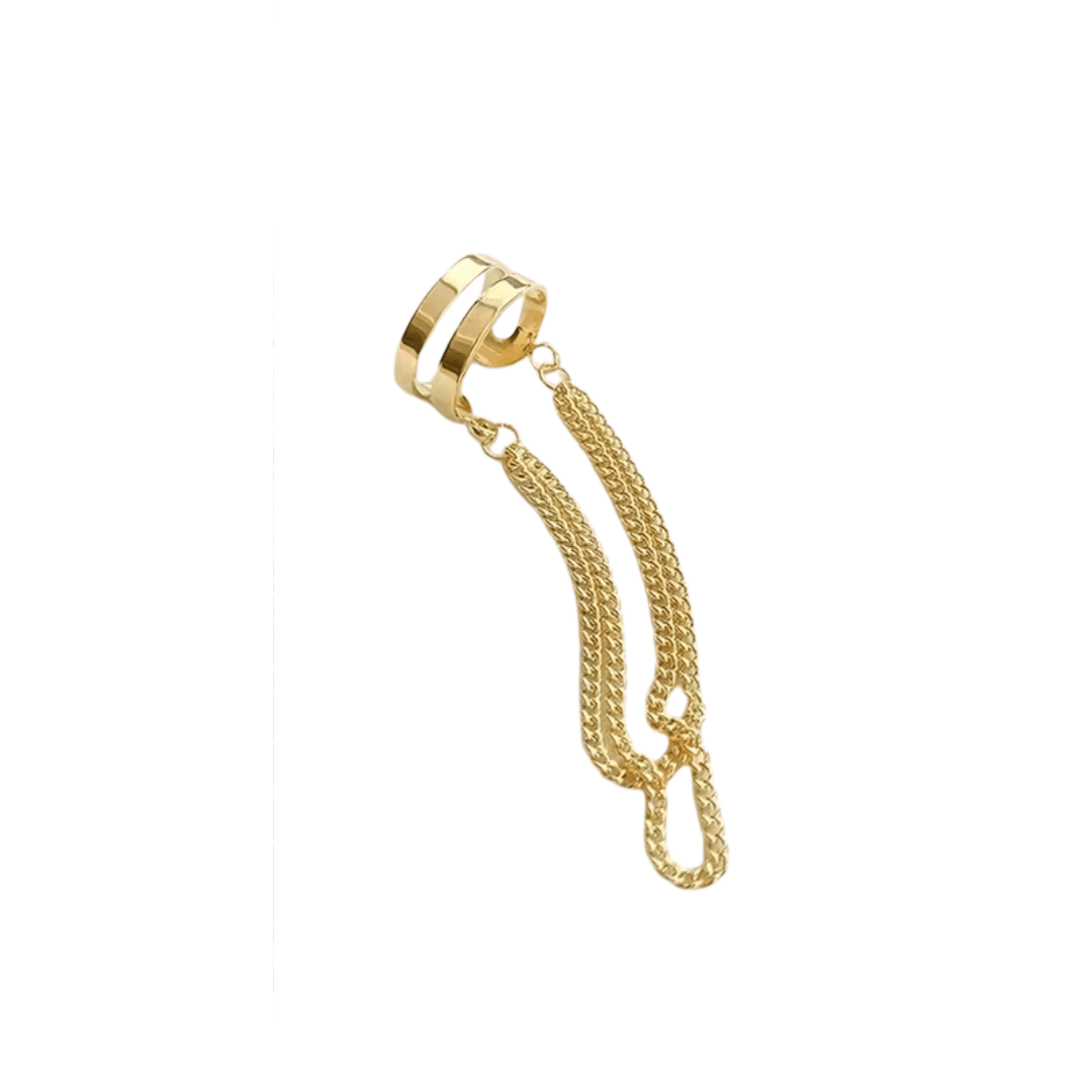 Ear Cuff Ohrschmuck mit Kette Gold - FestivalStuff