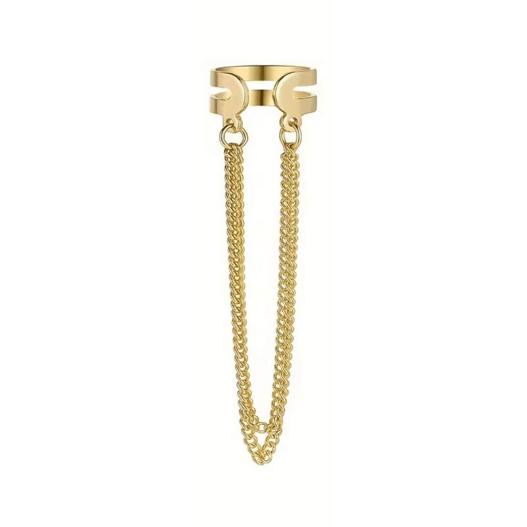 Ear Cuff Ohrschmuck mit Kette Gold - FestivalStuff