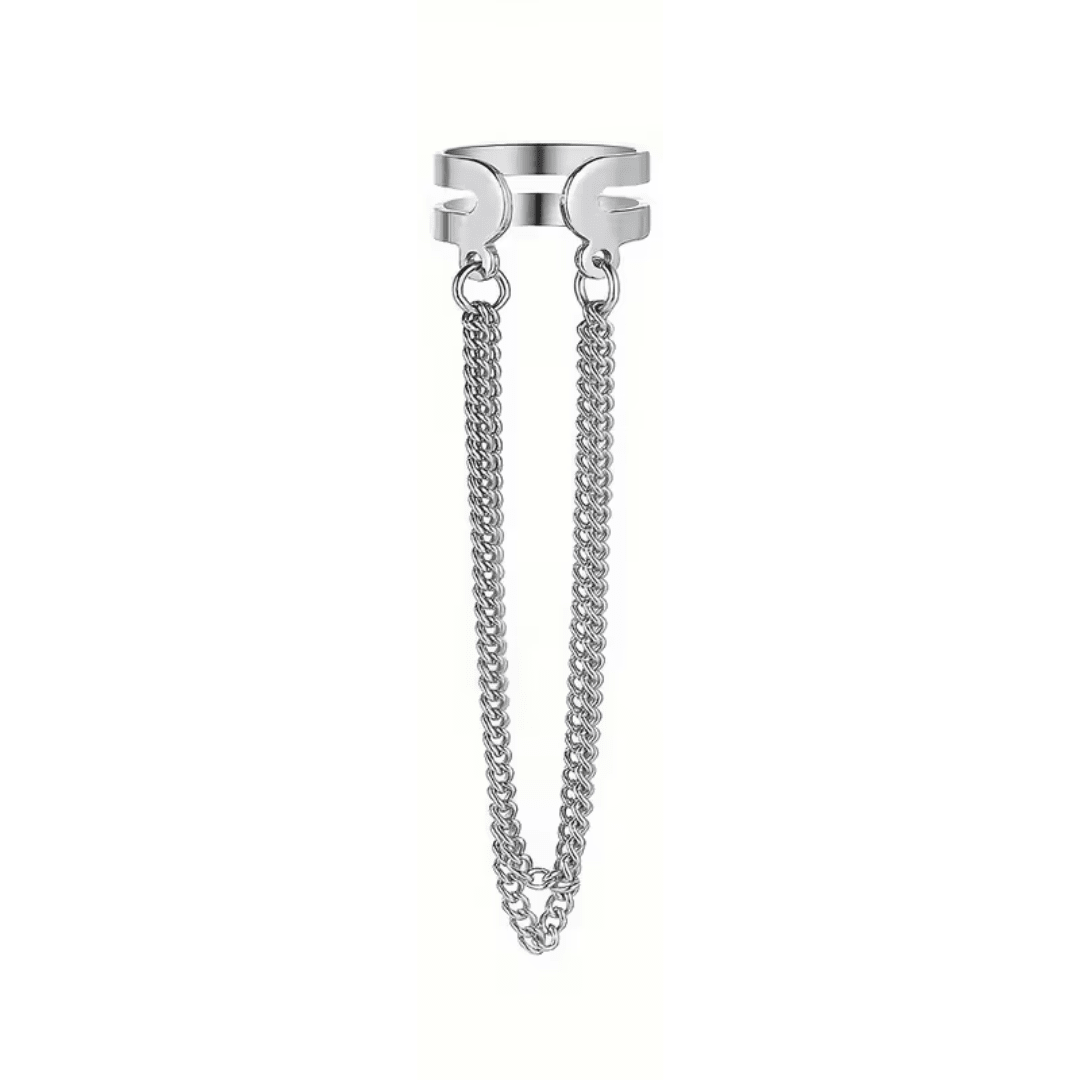 Ear Cuff Ohrschmuck mit Kette Silber - FestivalStuff