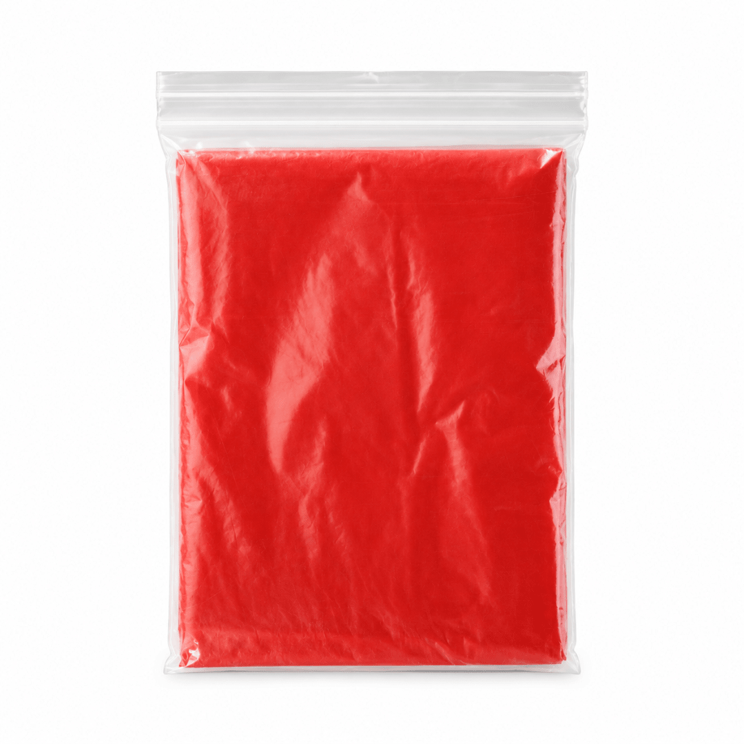 Einweg Regenponcho Rot mit Kapuze Einheitsgröße - FestivalStuff