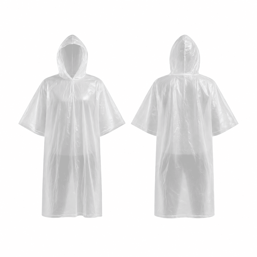 Einweg Regenponcho Weiß mit Kapuze Einheitsgröße - FestivalStuff