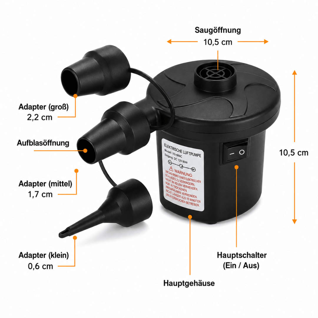 Elektrische Luftpumpe 230V & 12V - FestivalStuff
