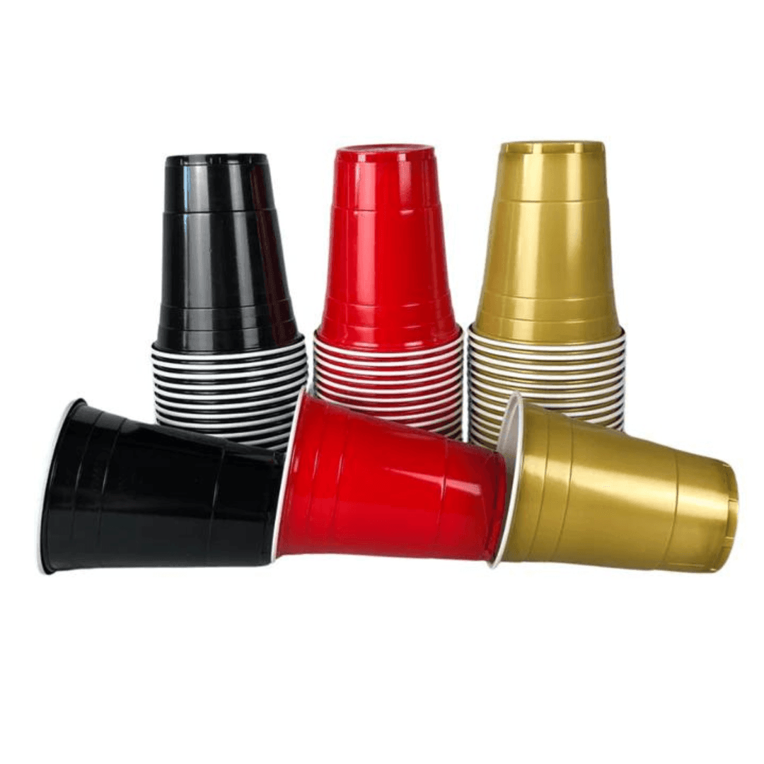 EM Beer - Pong Becher Set in Deutschland Farben (20x Black Cups, 20x Red Cups, 20x Gold Cups) - FestivalStuff