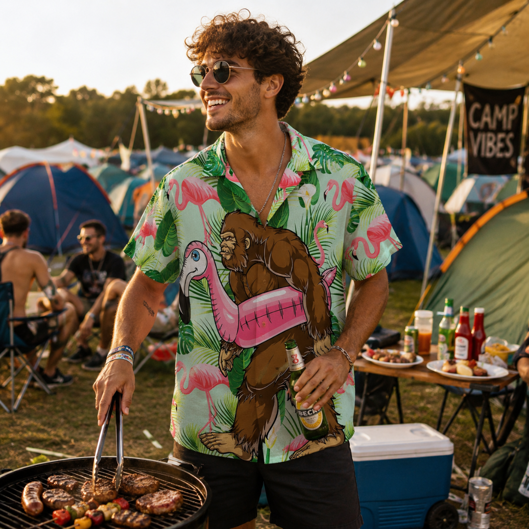Festival Hemd Herren Monkey Flamingo - FestivalStuff