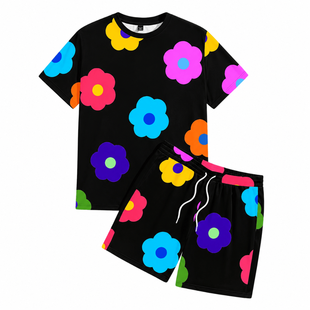 Festival Outfit Flower Pop Schwarz 2 - teilig - FestivalStuff