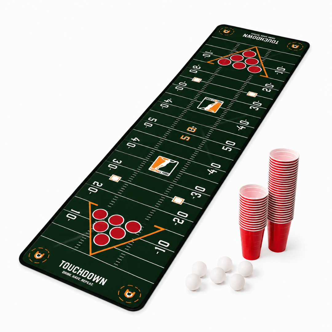 Footballpong Starterset mit Spielmatte, 50 Bechern & 6 Bällen - FestivalStuff