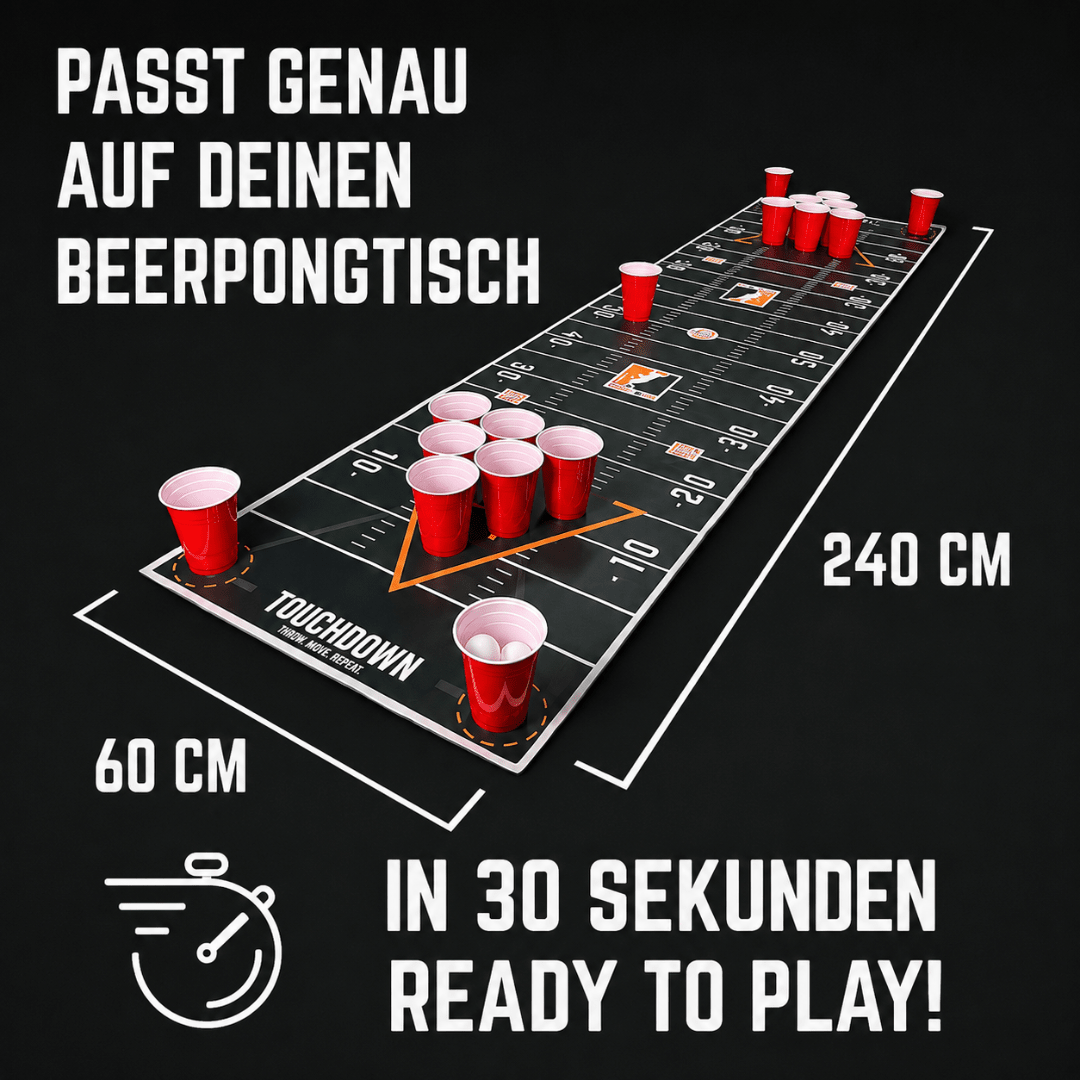 Footballpong Starterset mit Spielmatte, 50 Bechern & 6 Bällen - FestivalStuff