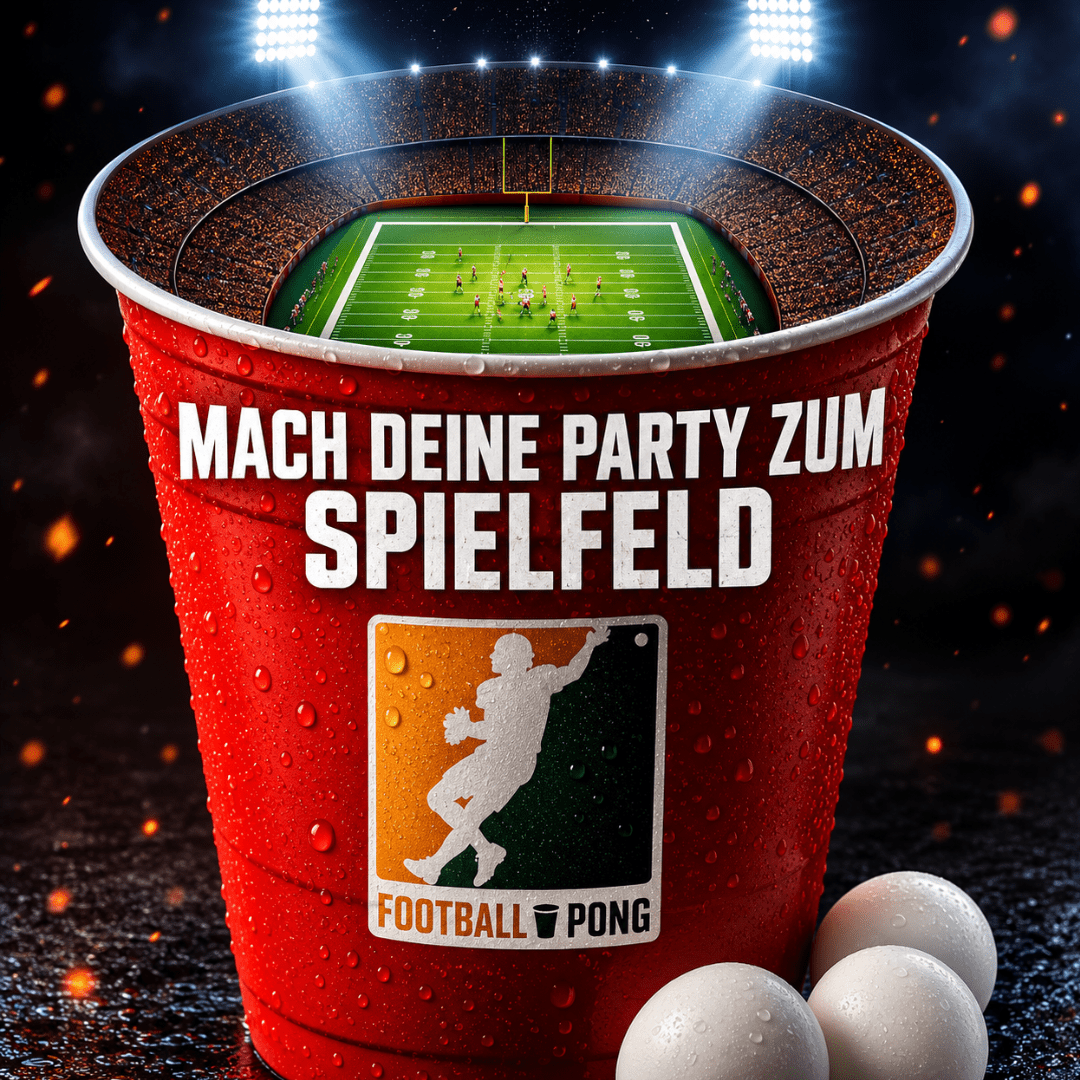Footballpong Starterset mit Spielmatte, 50 Bechern & 6 Bällen - FestivalStuff