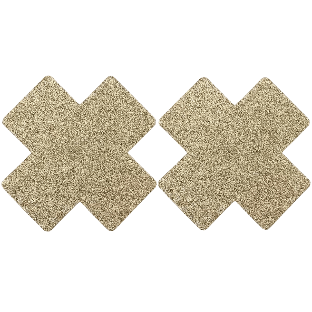 Glitzer Nippelpads Kreuz Gold - FestivalStuff