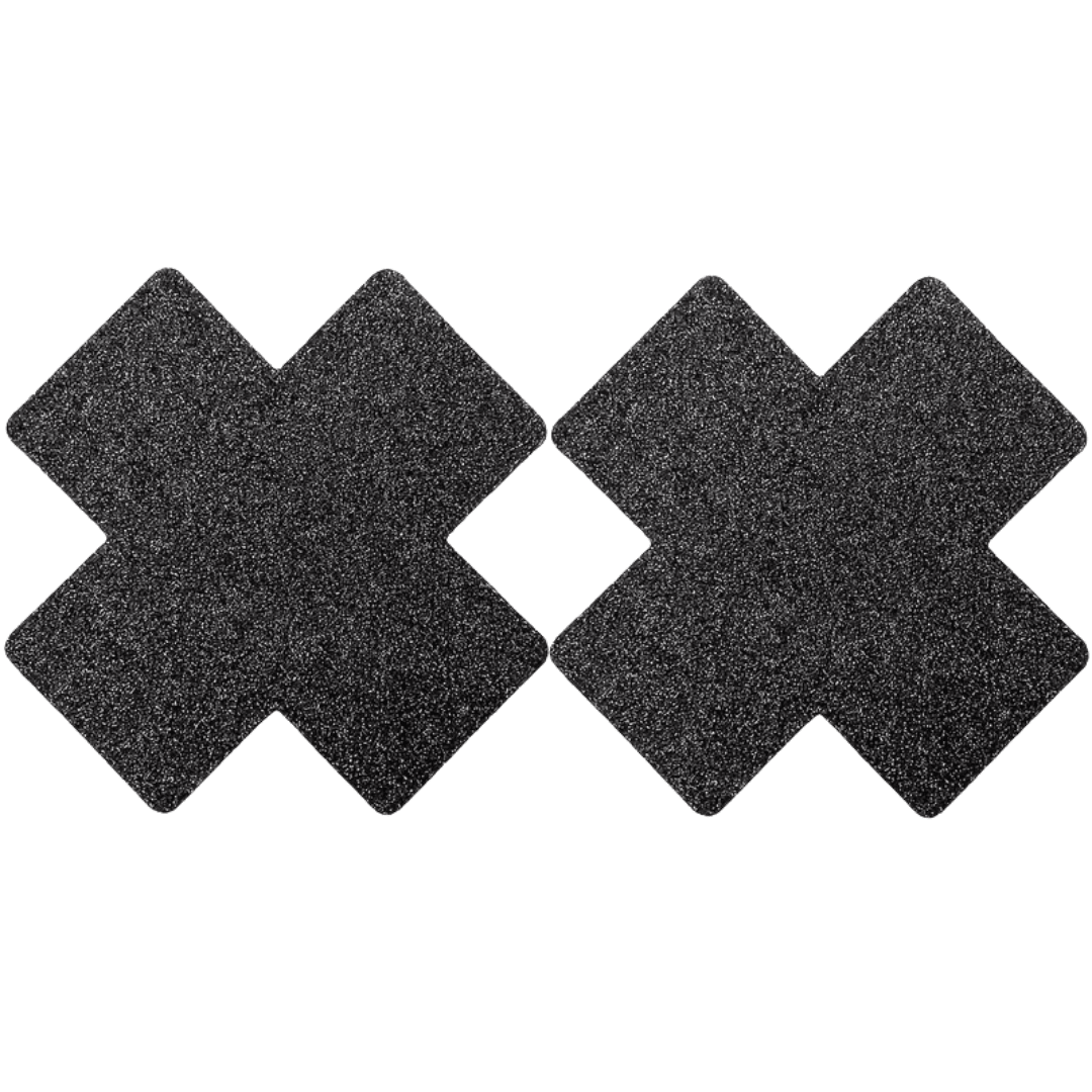 Glitzer Nippelpads Kreuz Schwarz - FestivalStuff