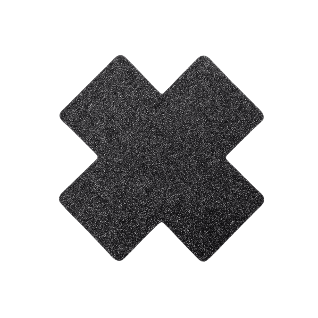 Glitzer Nippelpads Kreuz Schwarz - FestivalStuff