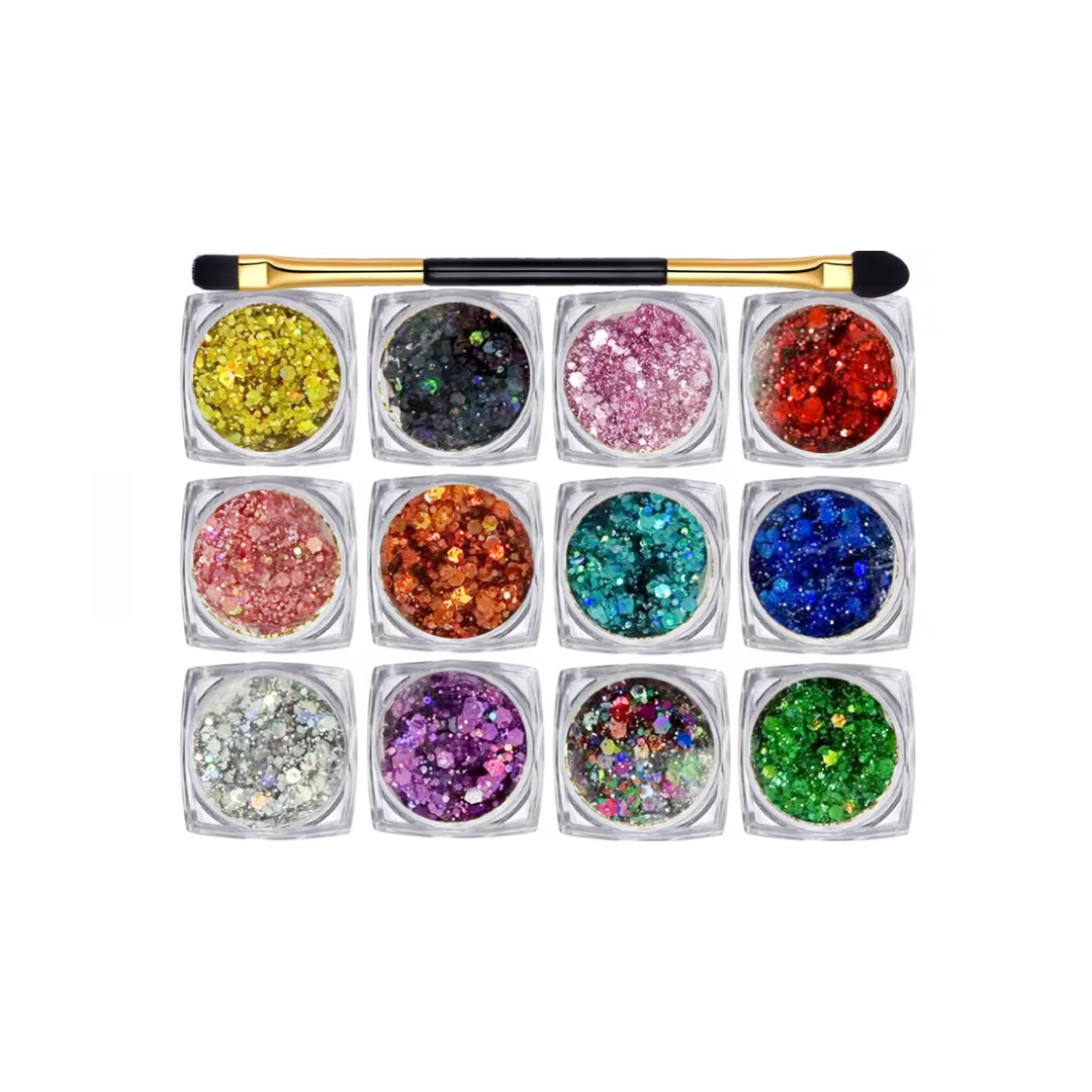 Glitzer Set 12 Farben für Gesicht & Körper - FestivalStuff