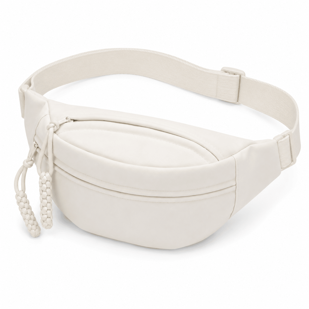 Große Bauchtasche in Beige mit drei Fächern - FestivalStuff
