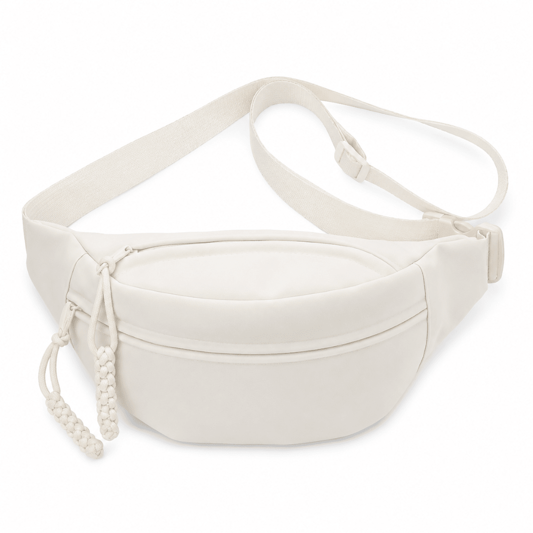 Große Bauchtasche in Beige mit drei Fächern - FestivalStuff