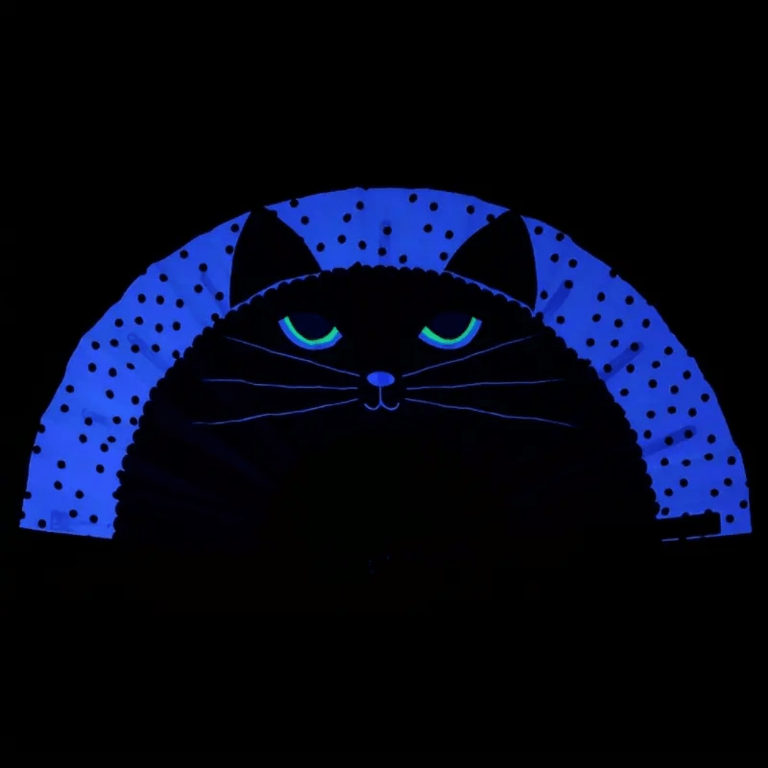 Großer Fächer 64cm Glow Cat - FestivalStuff