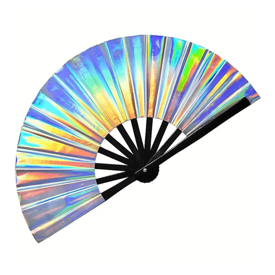 Großer Fächer 64cm Holograph mit Tasche - FestivalStuff