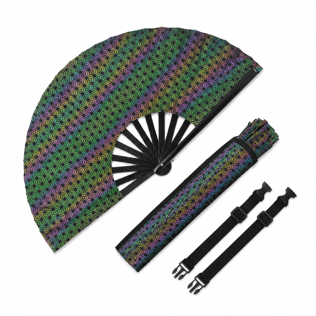 Großer Fächer 64cm Reflective Pattern mit Tasche - FestivalStuff