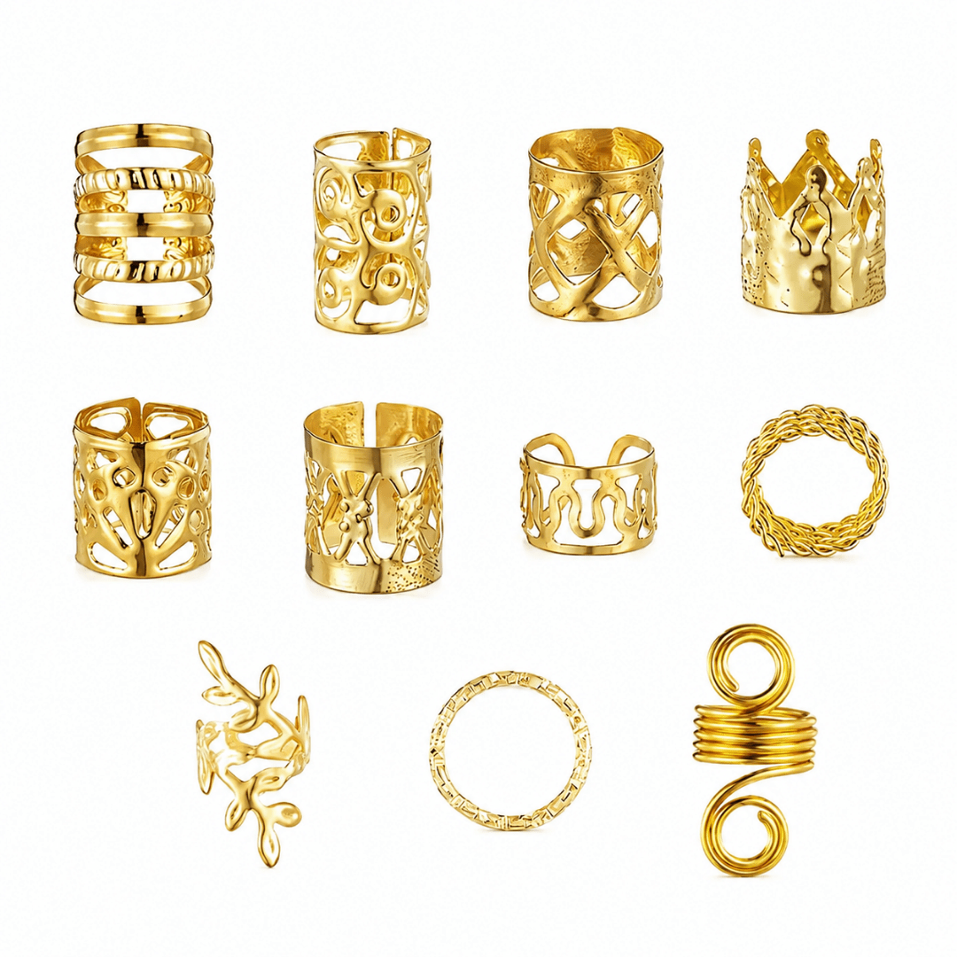 Haarringe Glam 280 teilig Gold - FestivalStuff