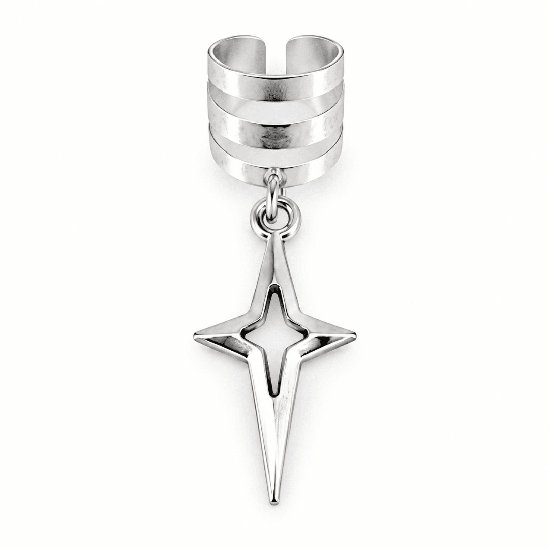 Haarringe mit Stern Anhänger Silber - FestivalStuff