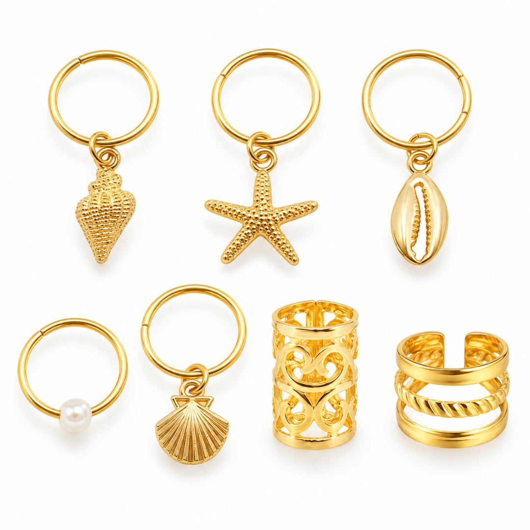 Haarringe Set Ozean Gold - FestivalStuff