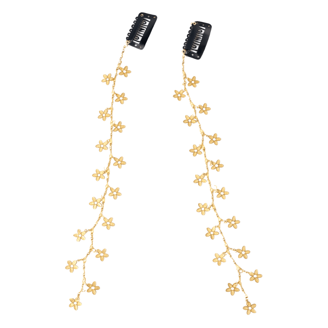 Haarschmuck Kette zum Einflechten Blumen Gold - FestivalStuff