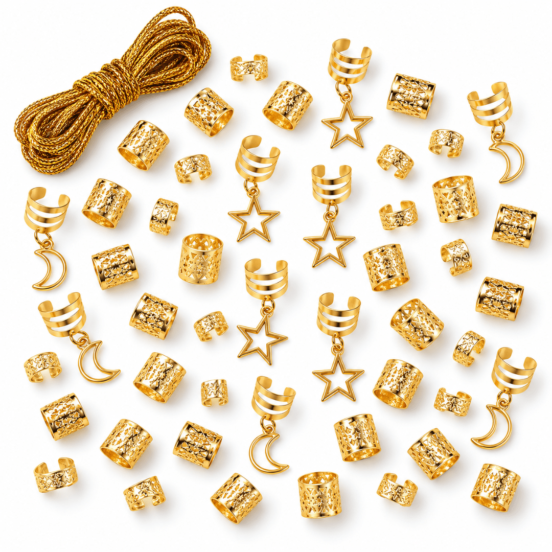 Haarschmuck Set Sterne & Mond Gold - FestivalStuff